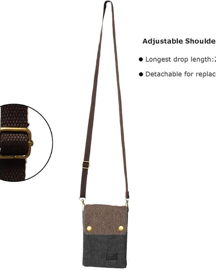 Women's Small Crossbody Bags Canvas Cellphone Purse Coin Pouch Wallet Mini Shoulder Handbags Wristlet Clutch