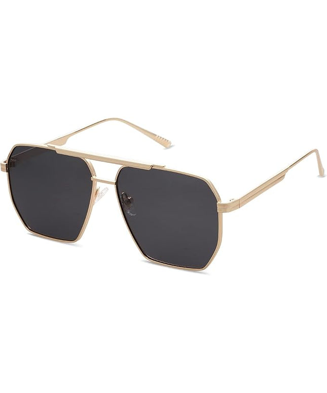SOJOS Retro Oversized Square Polarized Sunglasses for Women Men Vintage Shades Classic Large Metal Sun Glasses