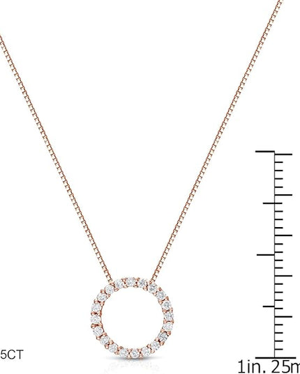 Diamond Wish 1/6 to 1 Carat Diamond Circle of Life Round Pendant Necklace for Women in 14k Gold (I1-I2, cttw) on 18 Inch Long Chain with Spring Ring Clasp