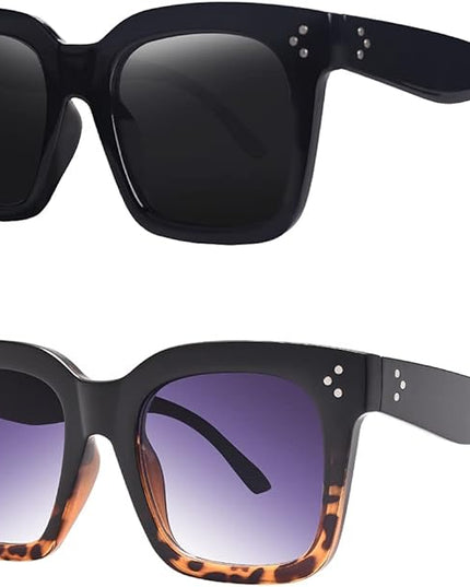 Vintage Women Oversized Sunglasses Designer Luxury Square Sun Glasses UV400 Protection Flat Lens