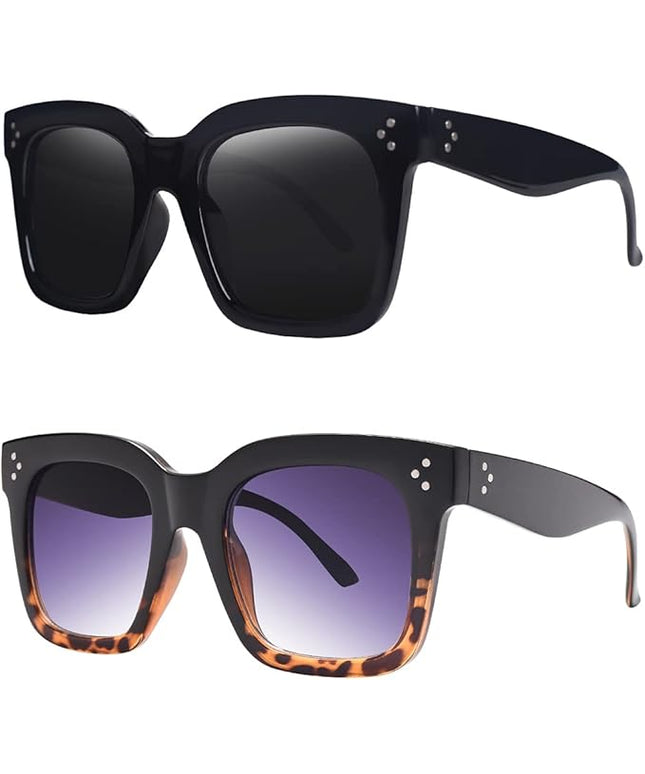 Vintage Women Oversized Sunglasses Designer Luxury Square Sun Glasses UV400 Protection Flat Lens