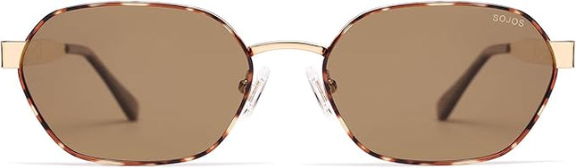 SOJOS Trendy Polarized Hexagon Sunglasses for Women Men, UV400 Retro Rectangle Shades SJ1238