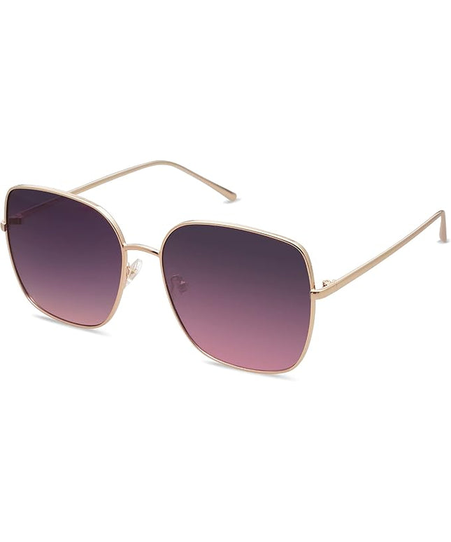 SOJOS Trendy Oversized Square Metal Frame Sunglasses for Women Men Retro Big Flat Lens UV Protection Sunglasses SJ1146