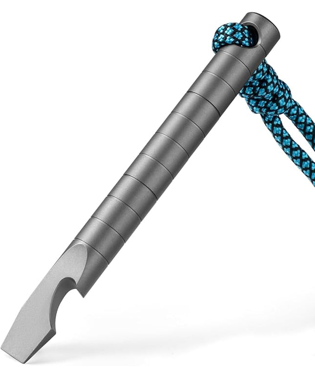 TISUR Titanium EDC Pry Bar, Keychain Prybar Multitool With Beer Bottle Opener, 6 in 1 Portable Pocket Mini Crowbar Tool (Gray)