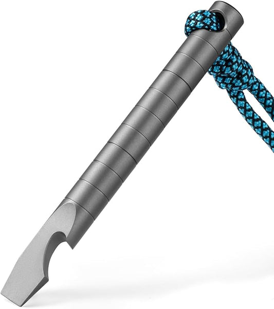 TISUR Titanium EDC Pry Bar, Keychain Prybar Multitool With Beer Bottle Opener, 6 in 1 Portable Pocket Mini Crowbar Tool (Gray)