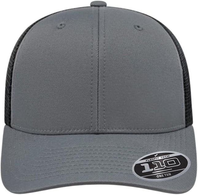Cap America i8502 Flexfit 110 Premium Mid Profile 6-Panel Mesh Back Trucker Cap Hat w/UV Guard & Adjustable Snapback