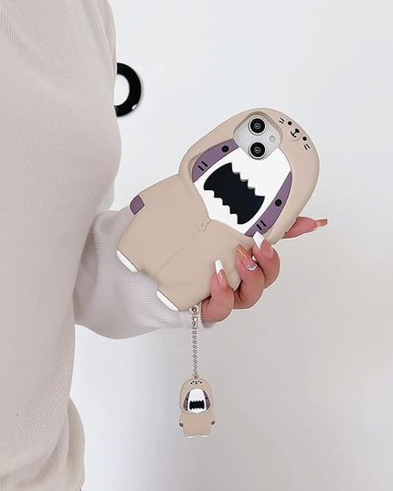 Case for iPhone 12/12 Pro,Cute 3D Kawaii Phone Cases Funny Sweater Shark Cartoon Cover with Keychain Soft Silicone Gel Drop Protection Case Women Girls for iPhone 12/12 Pro