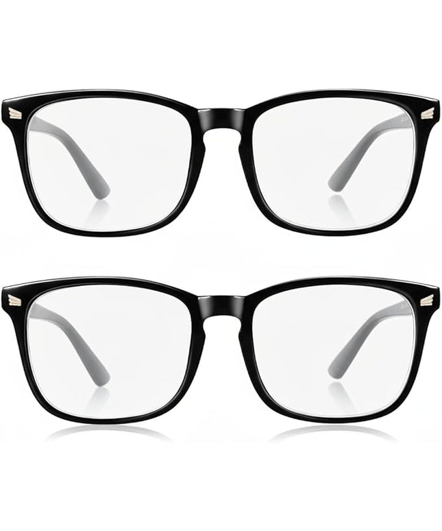 2 Packs Professional Sleep Glasses with 97.6% Blue Light Blocking Dual AR Coatings Clear Lens, Computer Gaming Glasses for Men Women, Anti Fatigue & Eye Strain