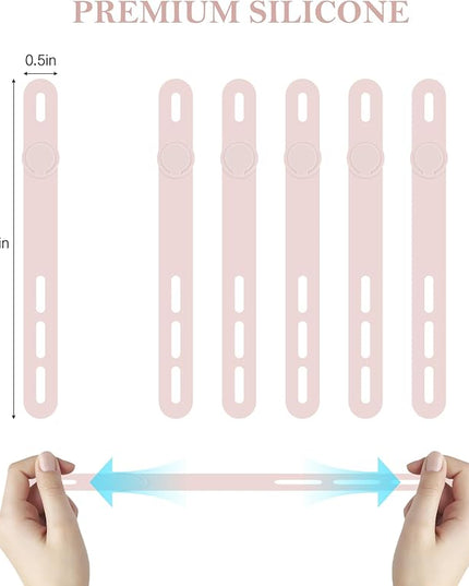 Donruby 30Pcs Silicone Cable Ties - Reusable & Washable with Adjustable Locking Buckles, High Elasticity Cable Management Straps for Home, Office, School, Travel Essential Cord Organizer (Pink)