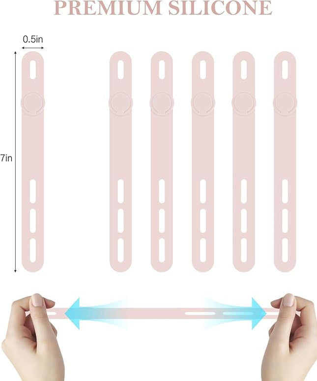 Donruby 30Pcs Silicone Cable Ties - Reusable & Washable with Adjustable Locking Buckles, High Elasticity Cable Management Straps for Home, Office, School, Travel Essential Cord Organizer (Pink)