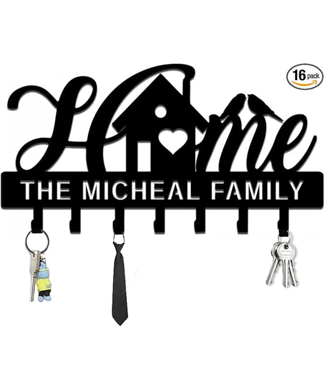 Nygu6Bja Custom Names Key Holder for Wall,Personalized Metal Key Hooks with Name,Decorative Key Rack Hooks for Home,Hallway,Entryway,Front Door,Office,Mother's Day Gift undefined undefined
