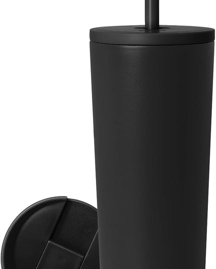 Simple Modern Insulated Tumbler with Lid and Straw | Iced Coffee Cup Reusable Stainless Steel Water Bottle Travel Mug | Gifts for Women Men Her Him | Classic Collection | 24oz | Midnight Black