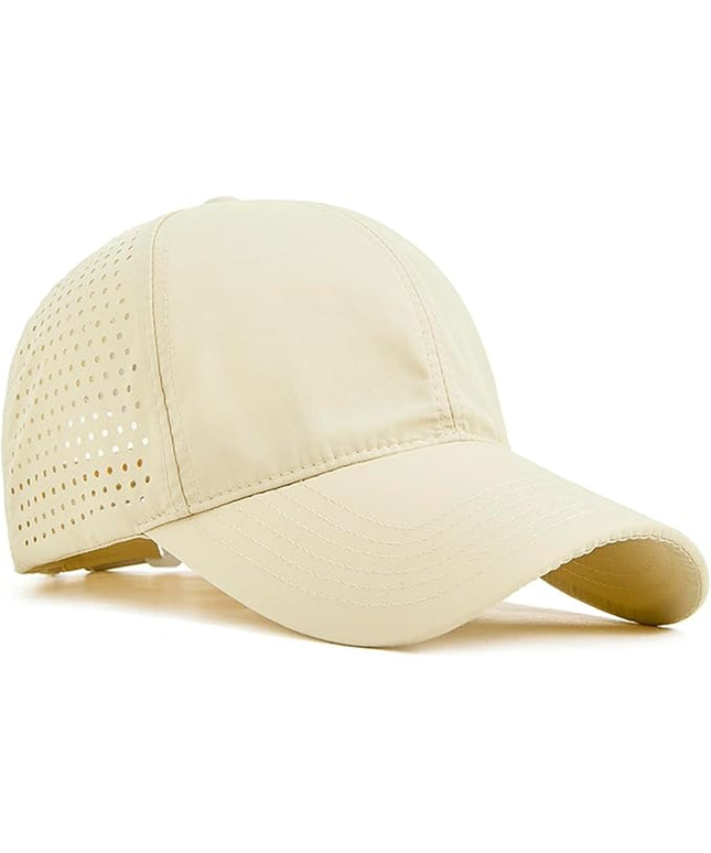 Xinveen Quick Dry Baseball Cap Curved Brim Snapback Hat Laser Cut Mesh Ball Cap Golf Ball Cap for Men Women