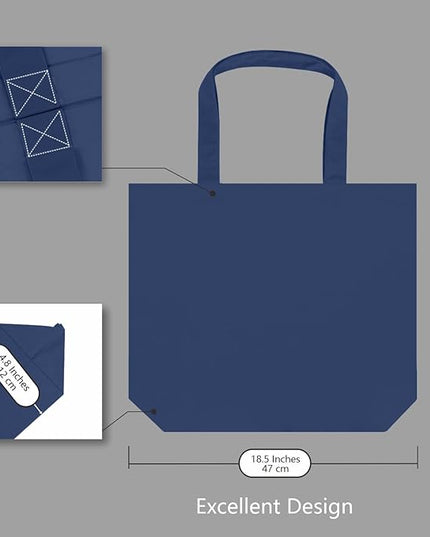 TOPDesign 1-Pack Super Strong Large 12oz Cotton Canvas Tote Bag, Reusable Grocery Shopping Cloth Bag, Fashionable Two-Tone Tote for Crafts, DIY Your Creative Designs