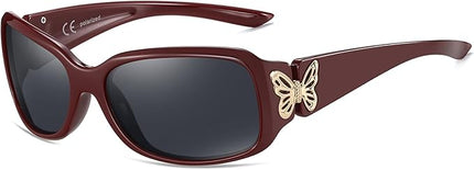 HAOLOTA Women's Polarized Sunglasses - Fashionable Wraparound Butterfly Design with UV400 Protection