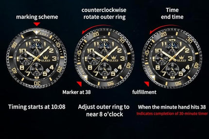 OLEVS Mens Watches Chronograph Watch Luxury Dress Stainless Steel Waterproof Watches for Men Moon Phase Luminous Business Calendar Wrist Watch Blue/Black/Green/Gold/Face