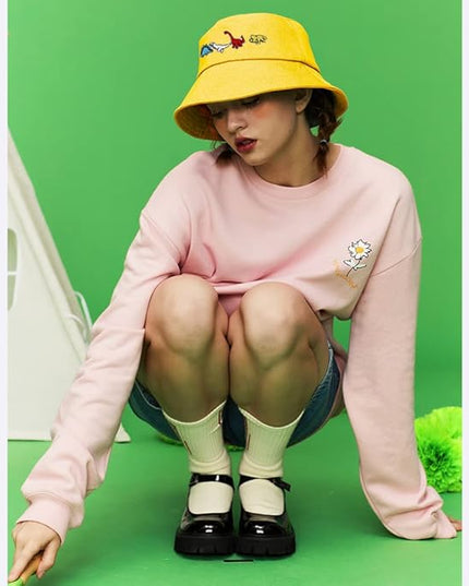 XYIYI Fashion Embroidery Bucket Hat Cotton Beach Fisherman Hats for Women Girls