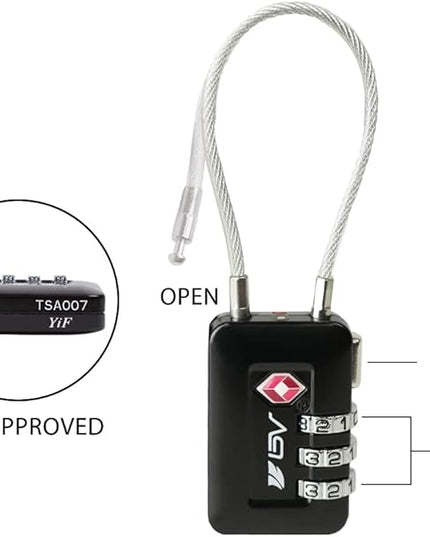 TSA Accepted Luggage Travel Lock, Set-Your-Own Combination Lock for School Gym Locker, Luggage Suitcase Baggage Locks, Filing Cabinets, Toolbox, Case (Black, 6 Pack)