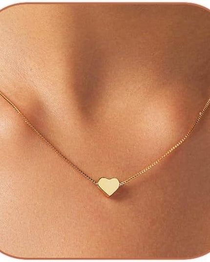 Cute Heart Necklace Dainty 18k Gold Plated Tiny Heart Pendant Choker Necklaces Small Gold Love Open Heart Chain Necklace for Women Simple Gold Necklace for Women Trendy Jewelry