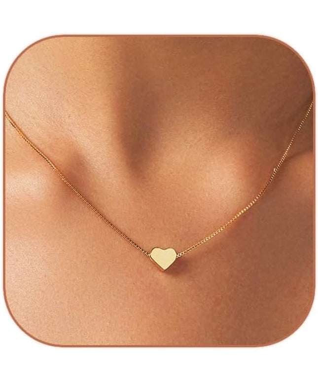 Cute Heart Necklace Dainty 18k Gold Plated Tiny Heart Pendant Choker Necklaces Small Gold Love Open Heart Chain Necklace for Women Simple Gold Necklace for Women Trendy Jewelry