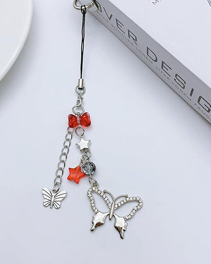 1-4PCS Cute Phone Charms Aesthetic Y2K Cell Phone Charms Strap Strawberry Butterfly Star PhoneCharm Y2K Accessories for Bag Keychain Airpods Camera Pendants Decor