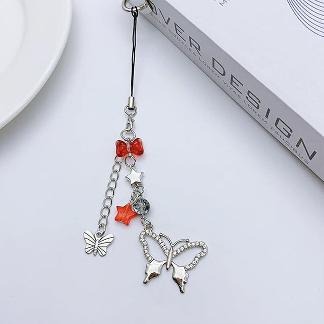 1-4PCS Cute Phone Charms Aesthetic Y2K Cell Phone Charms Strap Strawberry Butterfly Star PhoneCharm Y2K Accessories for Bag Keychain Airpods Camera Pendants Decor