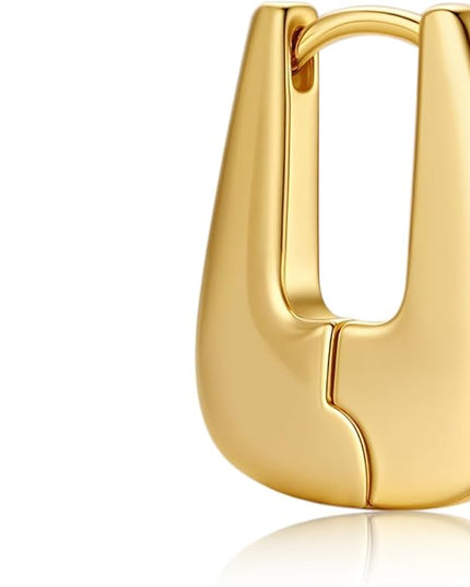 18K Gold Plated Chunky Hoop Earrings for Women Fashion Thick Gold Hoops Set Jewelry for Birthday Christmas Gifts