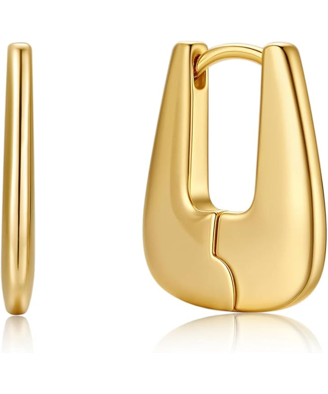 18K Gold Plated Chunky Hoop Earrings for Women Fashion Thick Gold Hoops Set Jewelry for Birthday Christmas Gifts