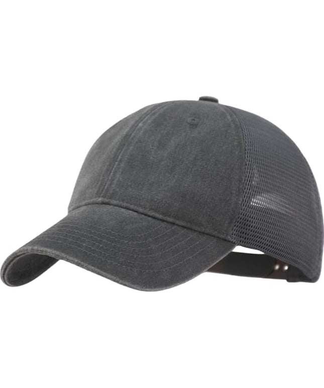 Vintage Washed Soft Crown Baseball Cap Plain Snapback Trucker Hat Men Women Adjustable Distressed Mesh-Back Ball Cap