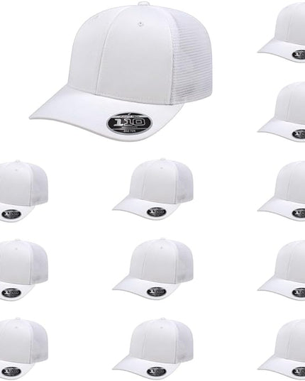 Cap America i8502 Flexfit 110 Premium Mid Profile 6-Panel Mesh Back Trucker Cap Hat w/UV Guard & Adjustable Snapback