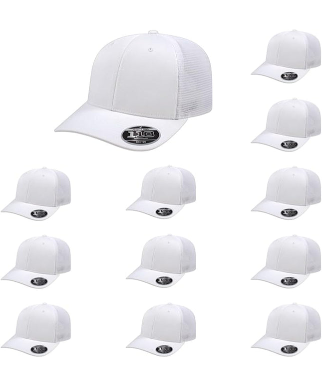 Cap America i8502 Flexfit 110 Premium Mid Profile 6-Panel Mesh Back Trucker Cap Hat w/UV Guard & Adjustable Snapback