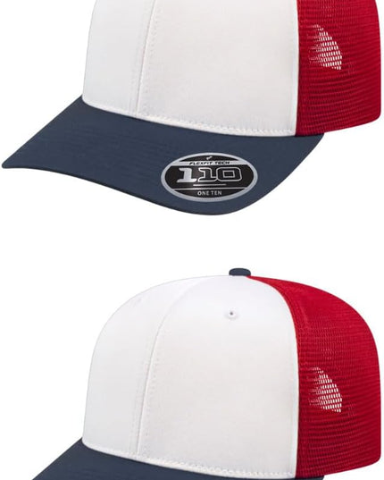 Cap America i8502 Flexfit 110 Premium Mid Profile 6-Panel Mesh Back Trucker Cap Hat w/UV Guard & Adjustable Snapback