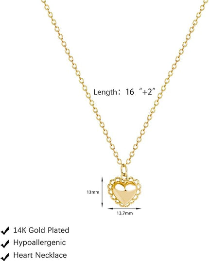 Cute Heart Necklace Dainty 18k Gold Plated Tiny Heart Pendant Choker Necklaces Small Gold Love Open Heart Chain Necklace for Women Simple Gold Necklace for Women Trendy Jewelry