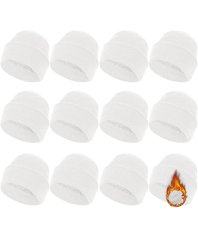 ZH 12-Pack Knitted Winter Beanie Hats for Men and Women, Warm and Cozy Cuffed Skull Caps, Bulk Purchase