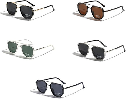Polarized TR90 Sunglasses Vintage Square Flattop Sun Glasses Double Bridge Metal UV400 Eyewears