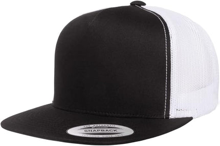 Yupoong 5-Panel YP Classic Trucker Cap | High Profile Flat Visor Snapback | OSFM | Bulk Packs Available