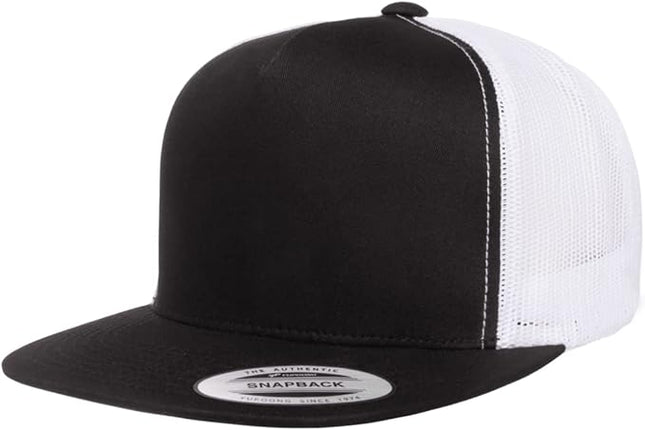 Yupoong 5-Panel YP Classic Trucker Cap | High Profile Flat Visor Snapback | OSFM | Bulk Packs Available