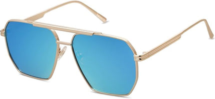 SOJOS Retro Oversized Square Polarized Sunglasses for Women Men Vintage Shades Classic Large Metal Sun Glasses