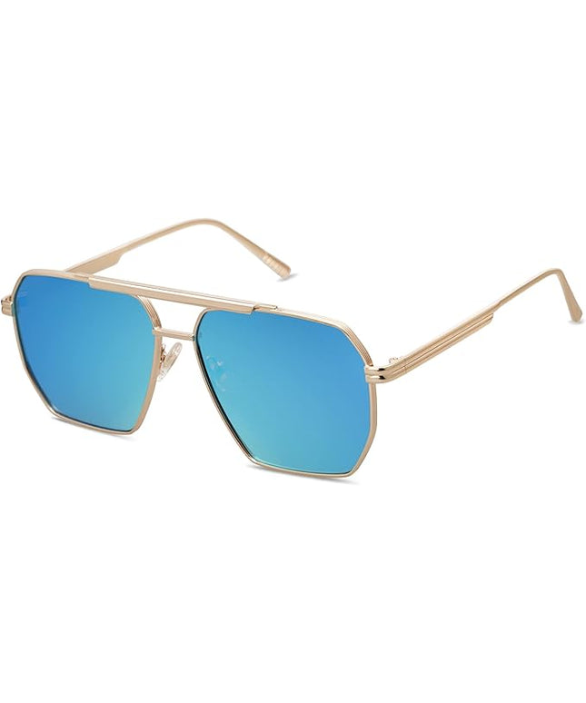 SOJOS Retro Oversized Square Polarized Sunglasses for Women Men Vintage Shades Classic Large Metal Sun Glasses