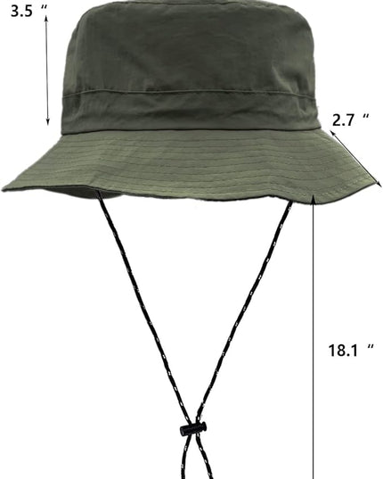 woogwin Waterproof Bucket Rain Hat with Chin Strap Quick Dry Packable Boonie Sun Hat Safari Hat UV Protection