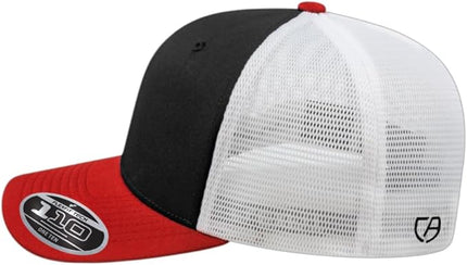 Cap America i8502 Flexfit 110 Premium Mid Profile 6-Panel Mesh Back Trucker Cap Hat w/UV Guard & Adjustable Snapback