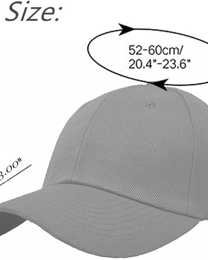Glory Max Plain Baseball Cap Hook & Loop Strap Adjustable Solid Blank Curved Visor Hat