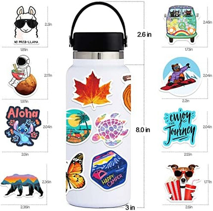 100 PCS Water Bottle Stickers for Kids Teens Girls Adults, Aesthetic Cute Vinyl Waterproof Vsco Cool Stickers, Laptop Scrapbook Skateboard Computer Car Sticker Packs