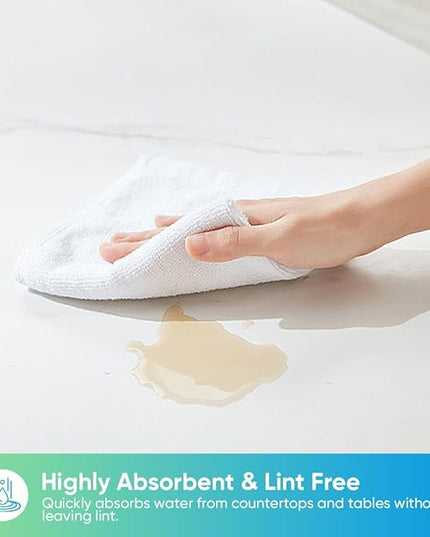 HOMEXCEL White Microfiber Cleaning Cloth, 24 Pack Cleaning Towels for Kitchen, Lint Free, Scratch-Free, Highly Absorbent, and Reusable Cleaning Rags for House, Window and Glass, Cars, 11.5 X11.5 inch