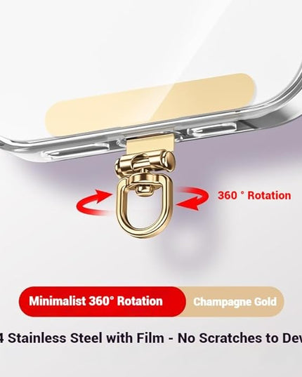 Phone Tether Tab & Cell Phone Charms Split Ring Strap 360° Swivel Clip Ultra Thin Stainless Steel Universal Lanyard Patch Cords DIY String for All Phone Cases Hanging USB Drive Keychain Accessories