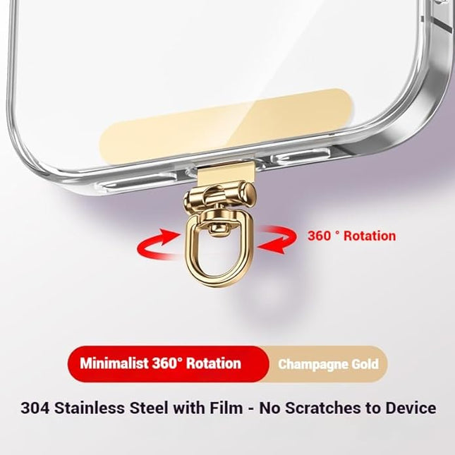 Phone Tether Tab & Cell Phone Charms Split Ring Strap 360° Swivel Clip Ultra Thin Stainless Steel Universal Lanyard Patch Cords DIY String for All Phone Cases Hanging USB Drive Keychain Accessories
