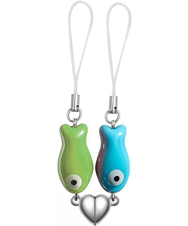 Agromusk Matching Phone Charms,Cute Ceramic Fish Matchaing Keychains Heart Strap Matching Couples Stuff Valentines Day Gifts