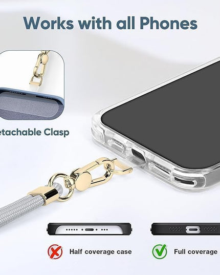 Anti-Theft Phone Lanyard Crossbody & Wrist Strap | 2 Phone Tabs, Secure Lock Design | Universal for All Phones | Adjustable Strap with Premium Metal Buckles | Skin-Friendly Nylon
