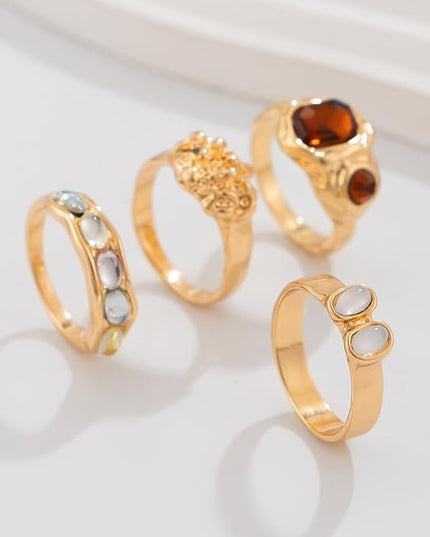 Chunky Rings for Women Adjustable Thick Rings Set Trendy Statement Stackable Ring for Women Chunky Jewlery Irregular Dome Flower Finger Knkuckle Thumb Ring