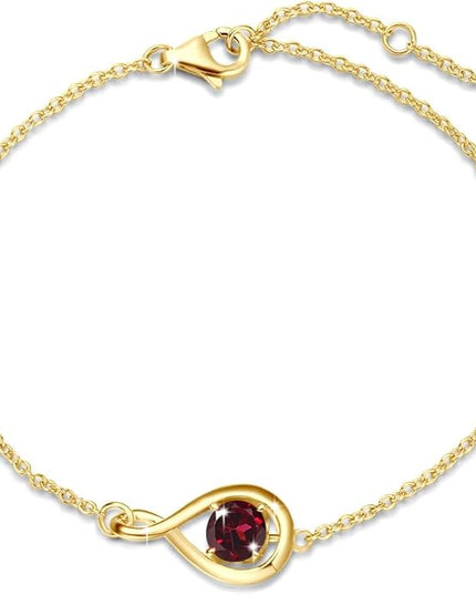 FANCIME Love Bracelet 925 Sterling Silver Infinity Birthstone Bracelets for Women Fine Jewelry Birthday Christmas Gifts for Her Mom Wife, Chain Length 6.7"+1.2" Extend